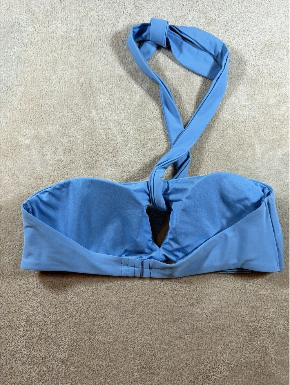 Aerie Large Blue Bandeau Bikini Top Halter Keyhole Strappy Swim